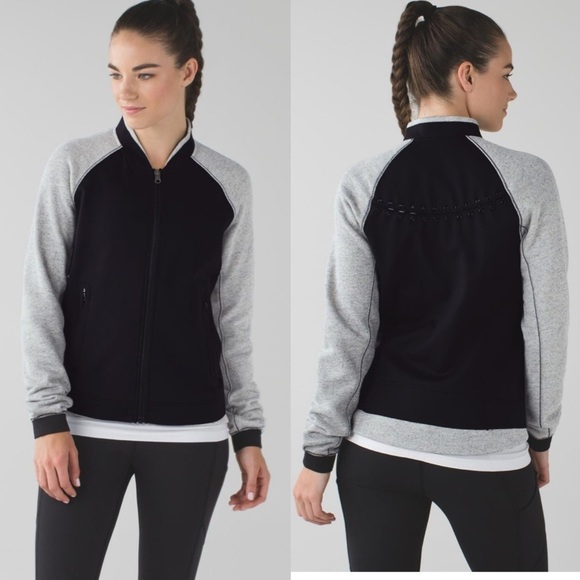 lululemon athletica Jackets & Blazers - Lululemon Var-City Bomber Heather Black Jacket size 6